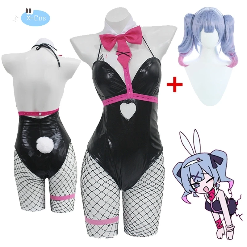 Miku Konijn Gat Cosplay Pruik Zwart Lakleer Bunny Girl Sexy Leuke Halloween Cosplay Kostuums Hoofdtooien Kleding Strikken Meisjes