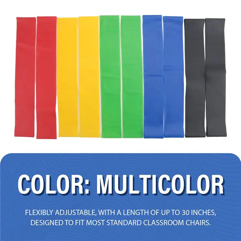 10Pack Chair Bands For Kids With Fidgety Feet, Rubber Bands For Chairs Legs For Kids, 11.8 X 2 Inch-A00E