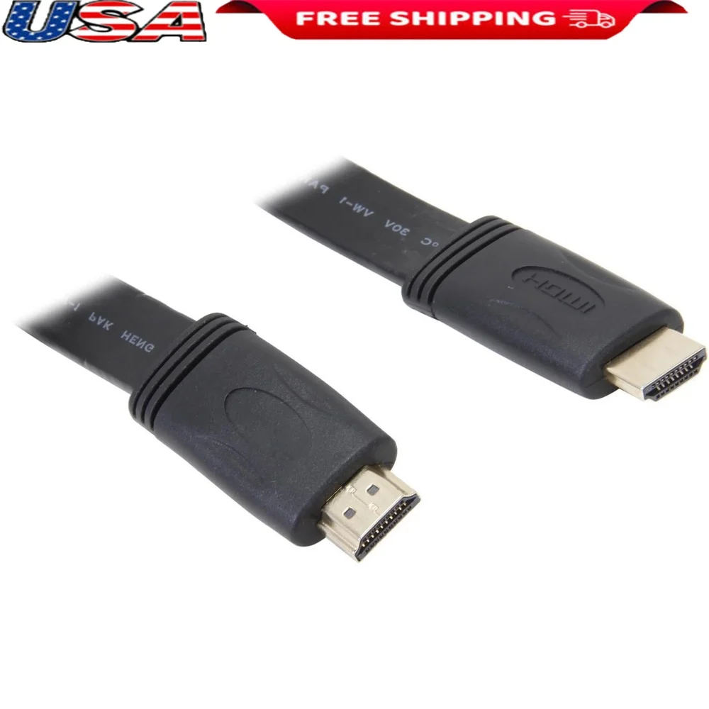

Высокоскоростной HDMI-кабель длиной 15 футов с плоской конструкцией Ethernet Ultra HD 4K x 2K, позолоченными разъемами, аудио-видео устройства
