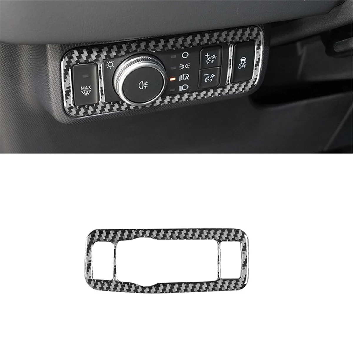 Carbon Fiber for Ford Mustang Mach-E 2021-2024 LHD Headlight Switch Button Panel Cover Trim Interior