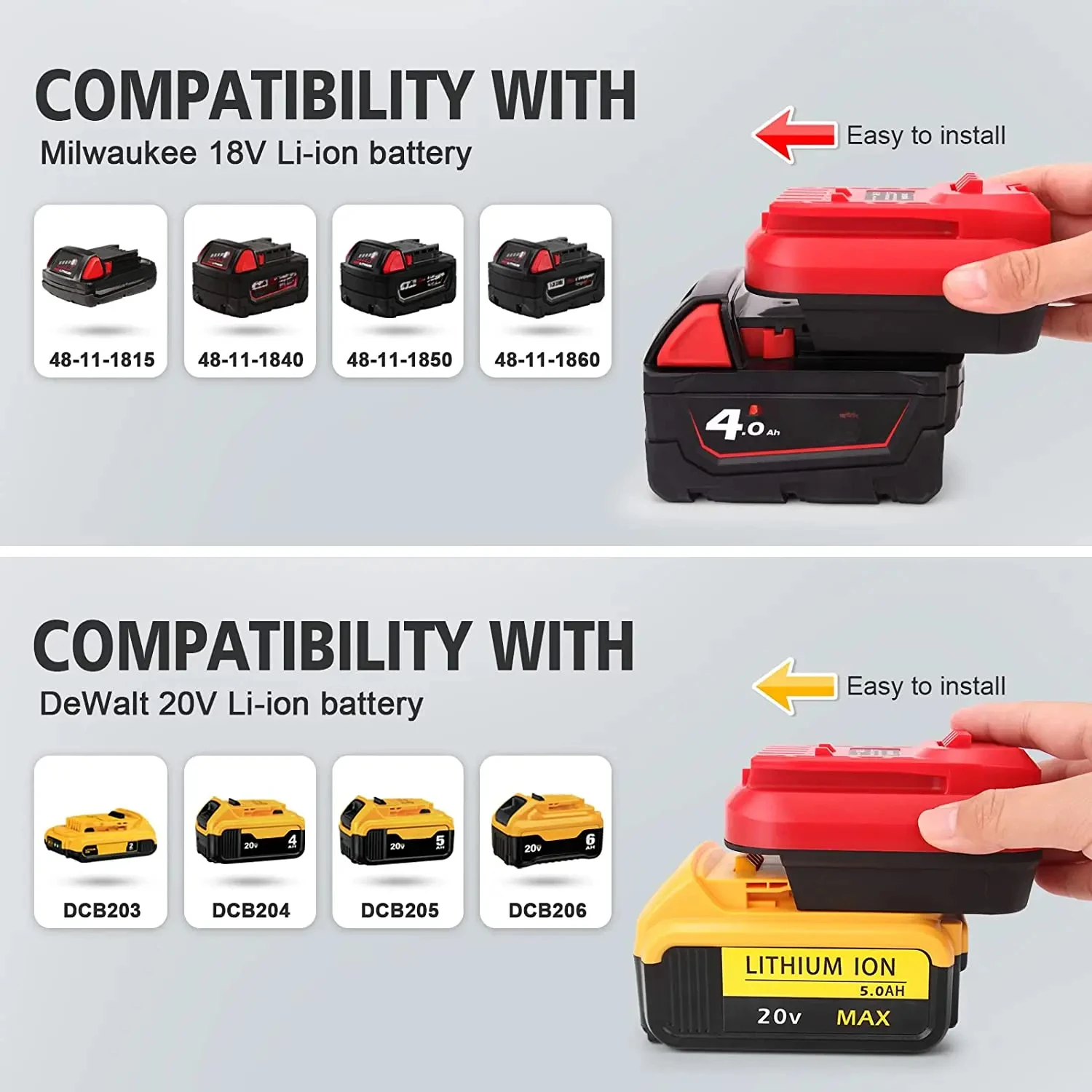 Imagem -02 - Adaptador de Bateria para Artesão 20v Ferramentas para Dewalt 20v e Milwaukee 18v Li-on Bateria Converter para Ferramenta de Artesão