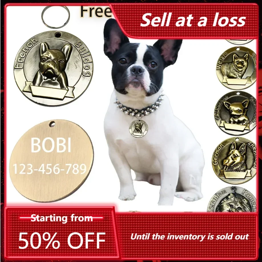 

Personalized Pet Collar Dog Free Engraving ID Portrait Tag Chihuahua Anti-lost Nameplate Harness Leash Accessories Puppy Stuff