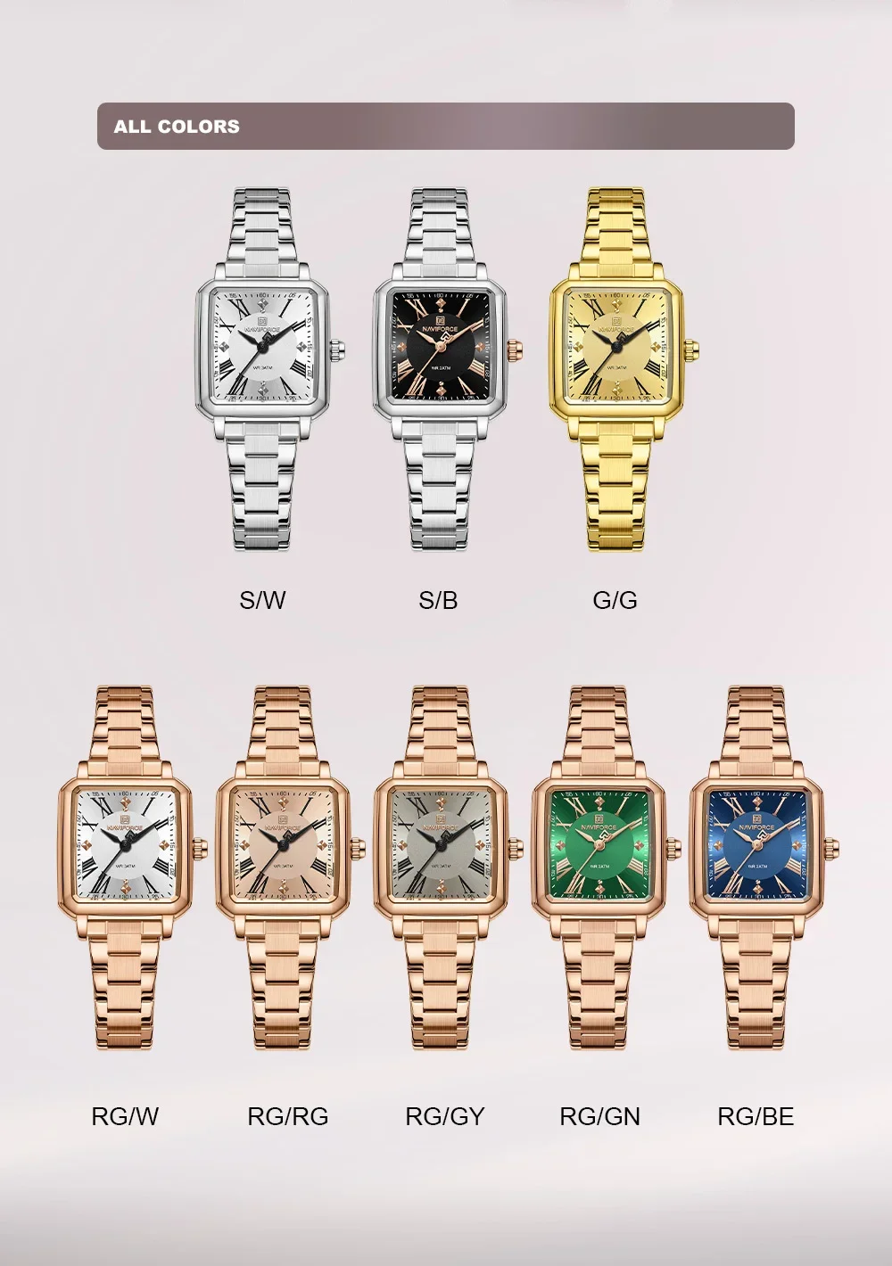 NAVIFORCE NF5065 Ladies Watch For Women Quartz Stainless Steel Waterproof Casual Woman Wristwatch