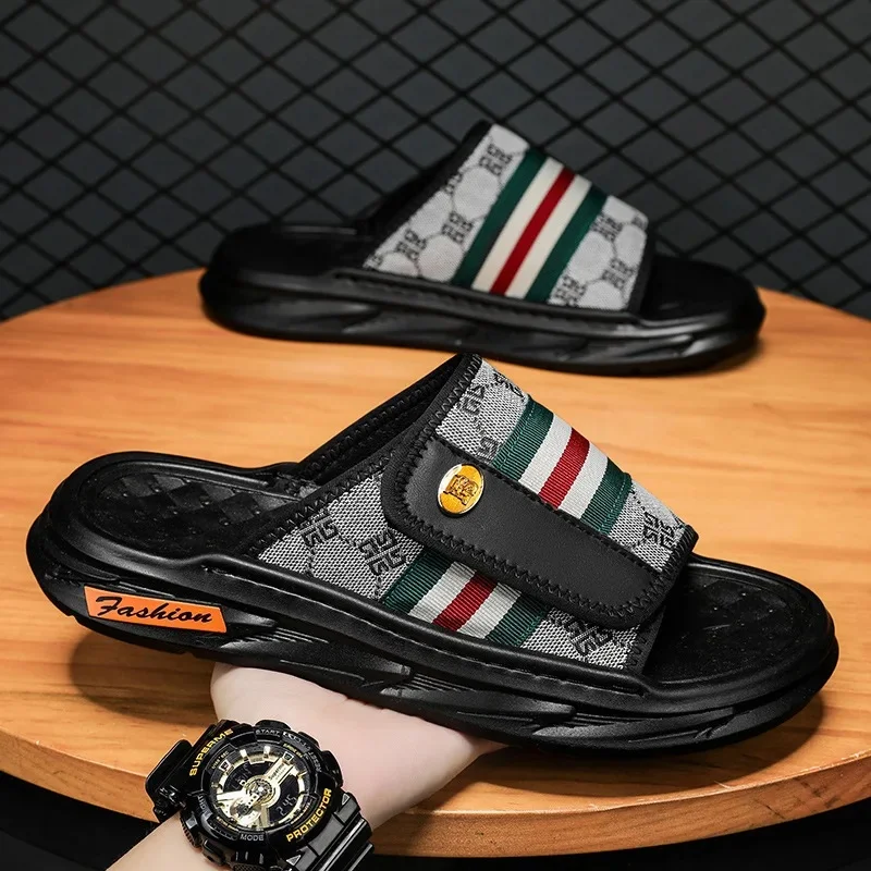 

Men's Sandals Summer Outdoor Anti-slip Beach Water Soft Bottom Wear-resistant Vietnam Slippers Breathable Cloth Upper Men Shoes