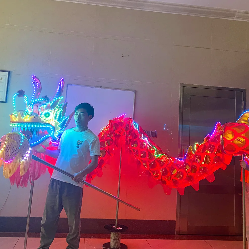 LED luminous dragon laser light 9M long dragon celebration party playground dragon dance Traditional Chinese dragon dance props