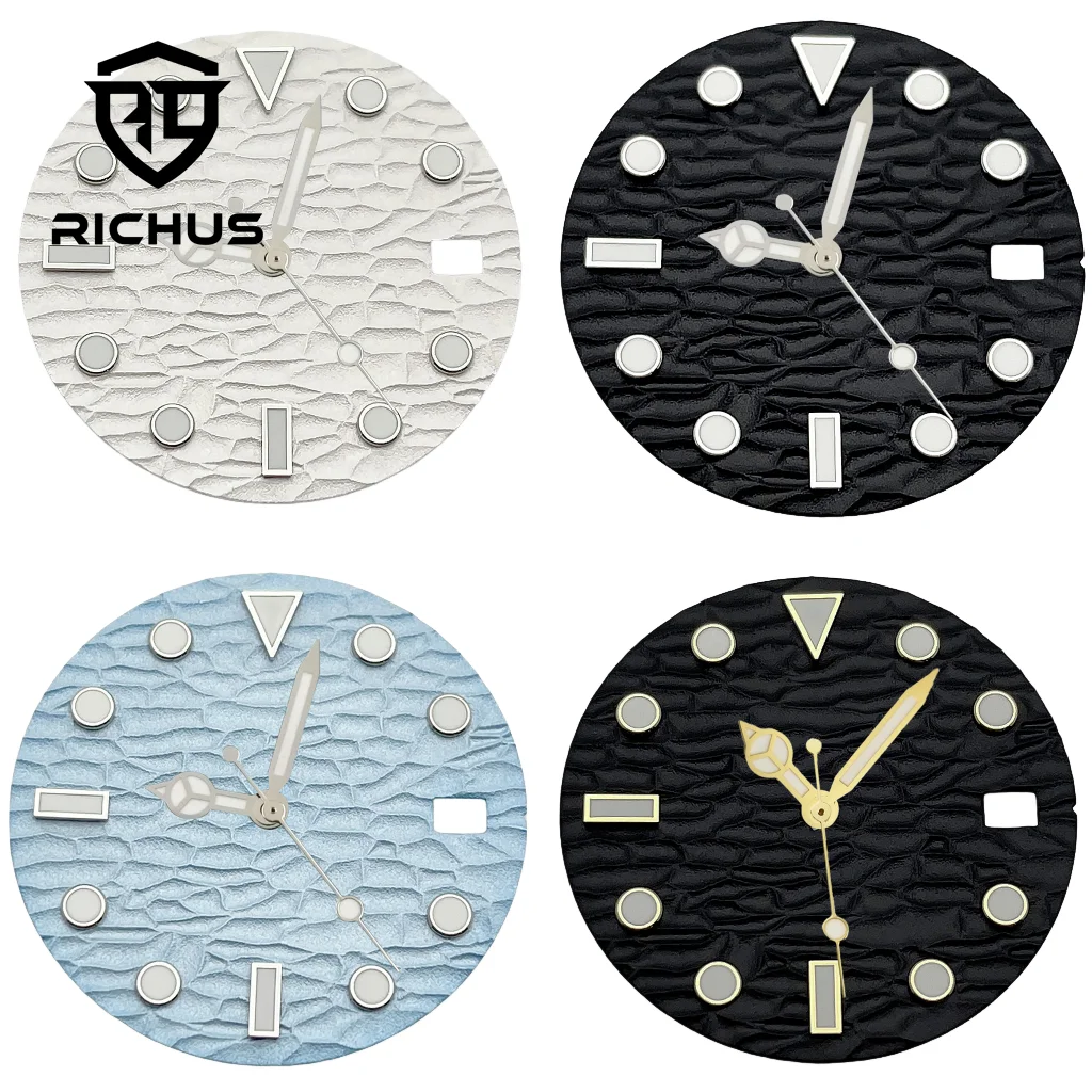 

Стерильный циферблат RICHUS 28,5 мм со стрелками, подходит для часов NH34 NH35 NH36 с механизмом, аксессуары