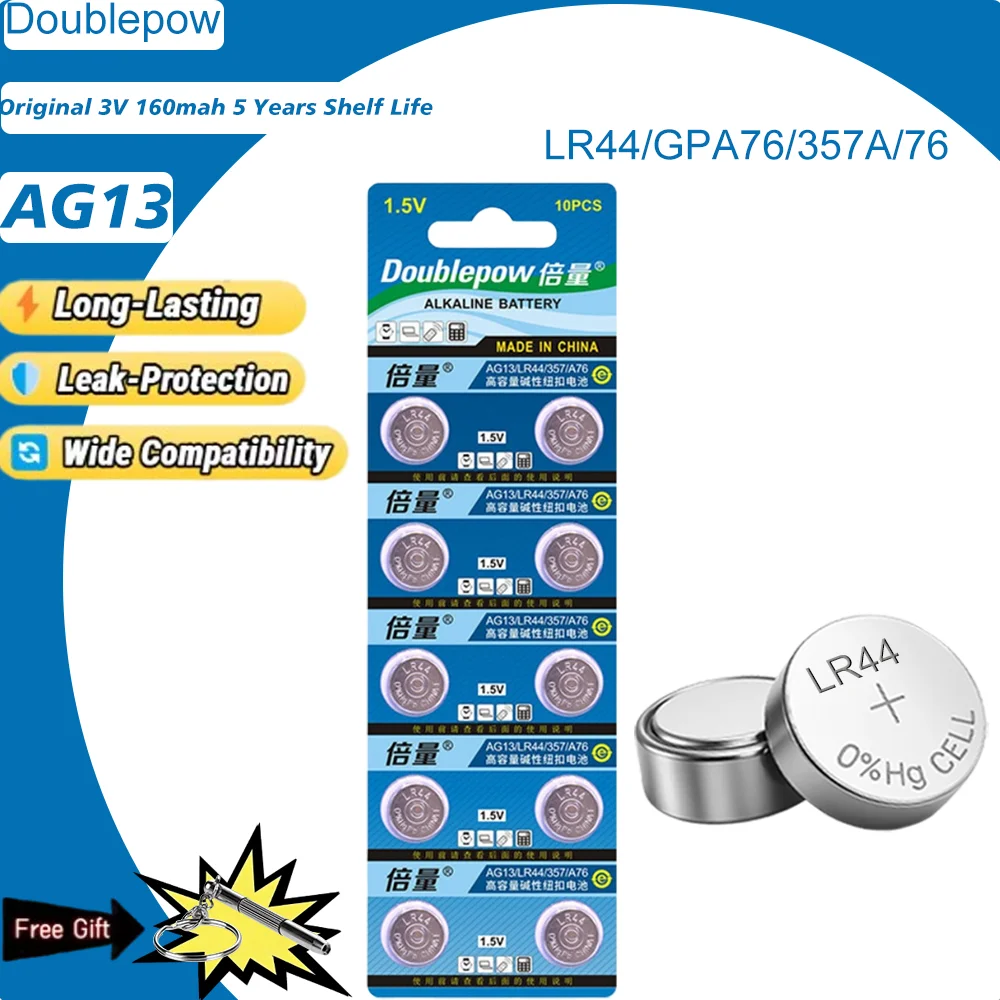 2-30pcs Doublepow LR44 Batteries L1154F AG13 SR44 A76 Premium Alkaline Battery 1.5V Button Coin Cell Battery for Calculator