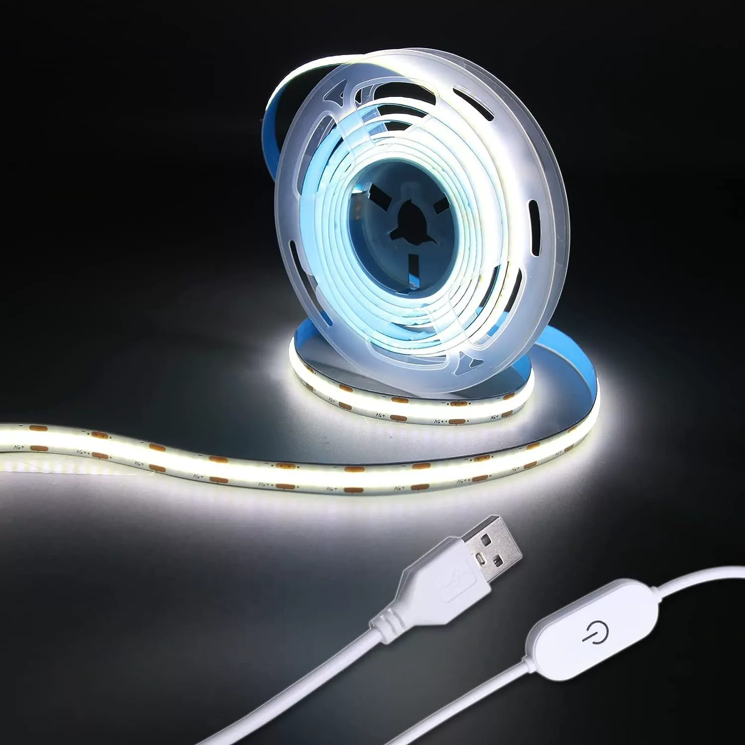 1M-5M USB LED Strip Light 5V 320LEDs/M COB Touch Sensor Dimmable Lamp Tape DIY TV Mirror Backlight Kitchen Room Night Lighting