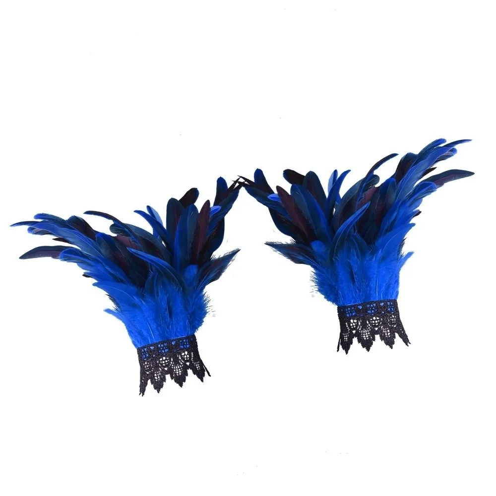 New Black Fluffy Feather Wrist Cuffs Lace Lightweight Halloween Arm Cuff Gloves Adjustable Punk Plume Bracelet Themed Party