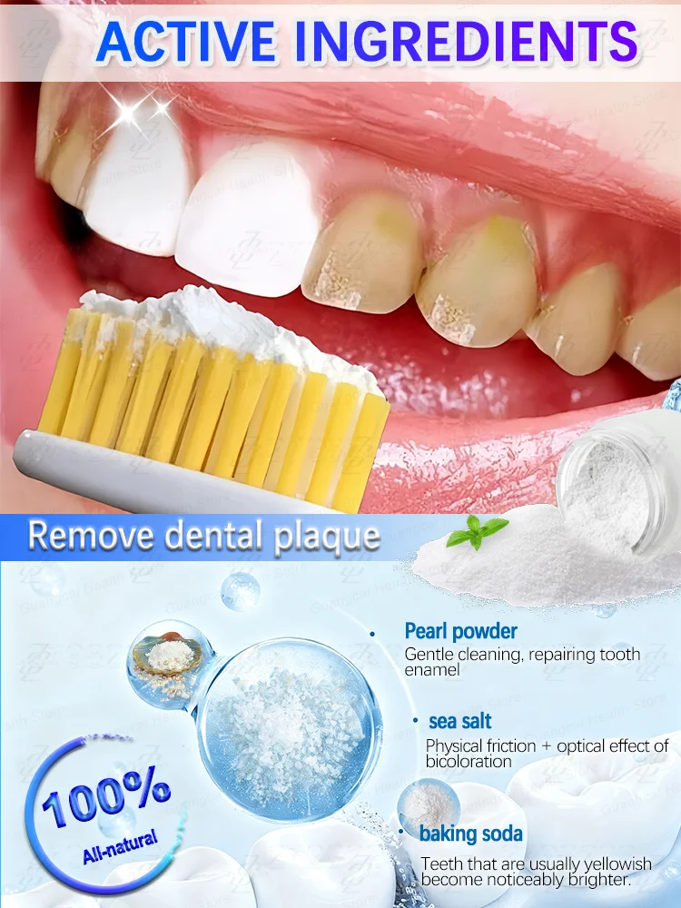 Profesjonalny proszek do wybielania zębów, szybko wybiela zęby i usuwa osad.