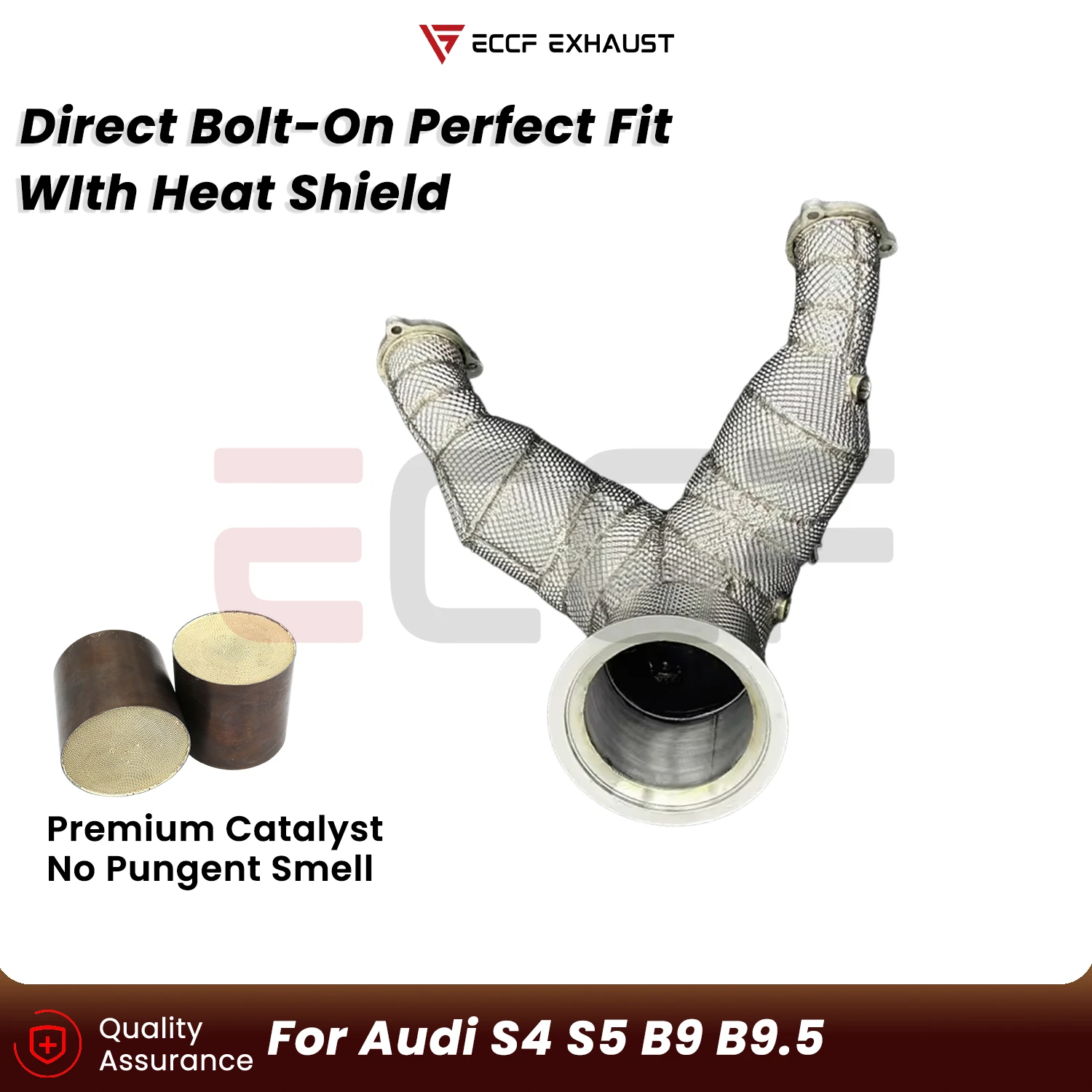 

Sporty Downpipe with Heat Insulation For Audi S4 S5 B9 B9.5 Aggressive Exhaust Sound Plug and Play Upgrade Performance
