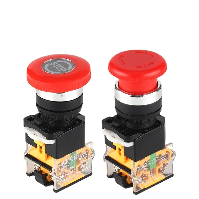 LA38-11ZS Power Emergency Stop Self-Locking Button Switch Start-stop Mushroom Hairstyle Emergency Switch