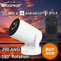 WOOPKER Projector HY300 Ultra 4K Android11 WiFi6 BT5.0 290 ANSI Built in 5W Speaker Ultra-Short Throw for Portable Home Theater