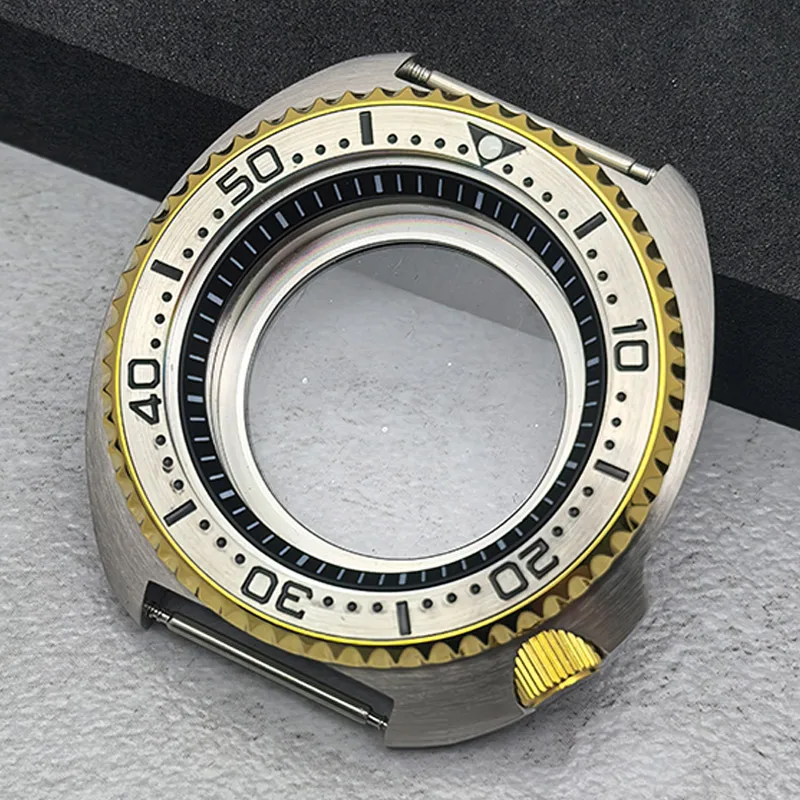 Mod 44MM NH35 Case Transparent Back Fit 6105 6309 Turtle Abalone NH35 NH36 4R 7S Movement 28.5MM Dial Sapphire Glass Diving Case