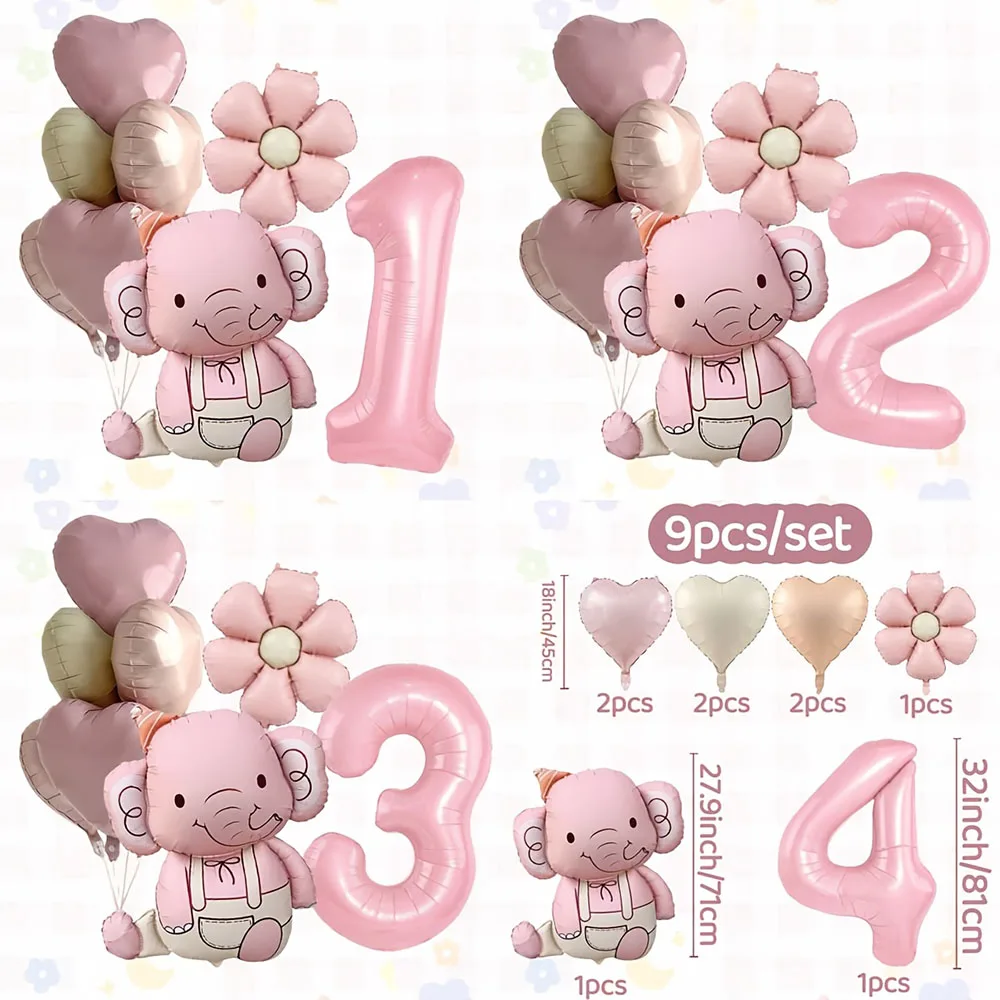 1 Set de Lindos Globos de Aluminio con Forma de Elefante en Rosa Mate y Azul, 32 Pulgadas, Decoraciones para Fiestas de Cumpleaños, Suministros para Bodas, Globos para Baby Shower