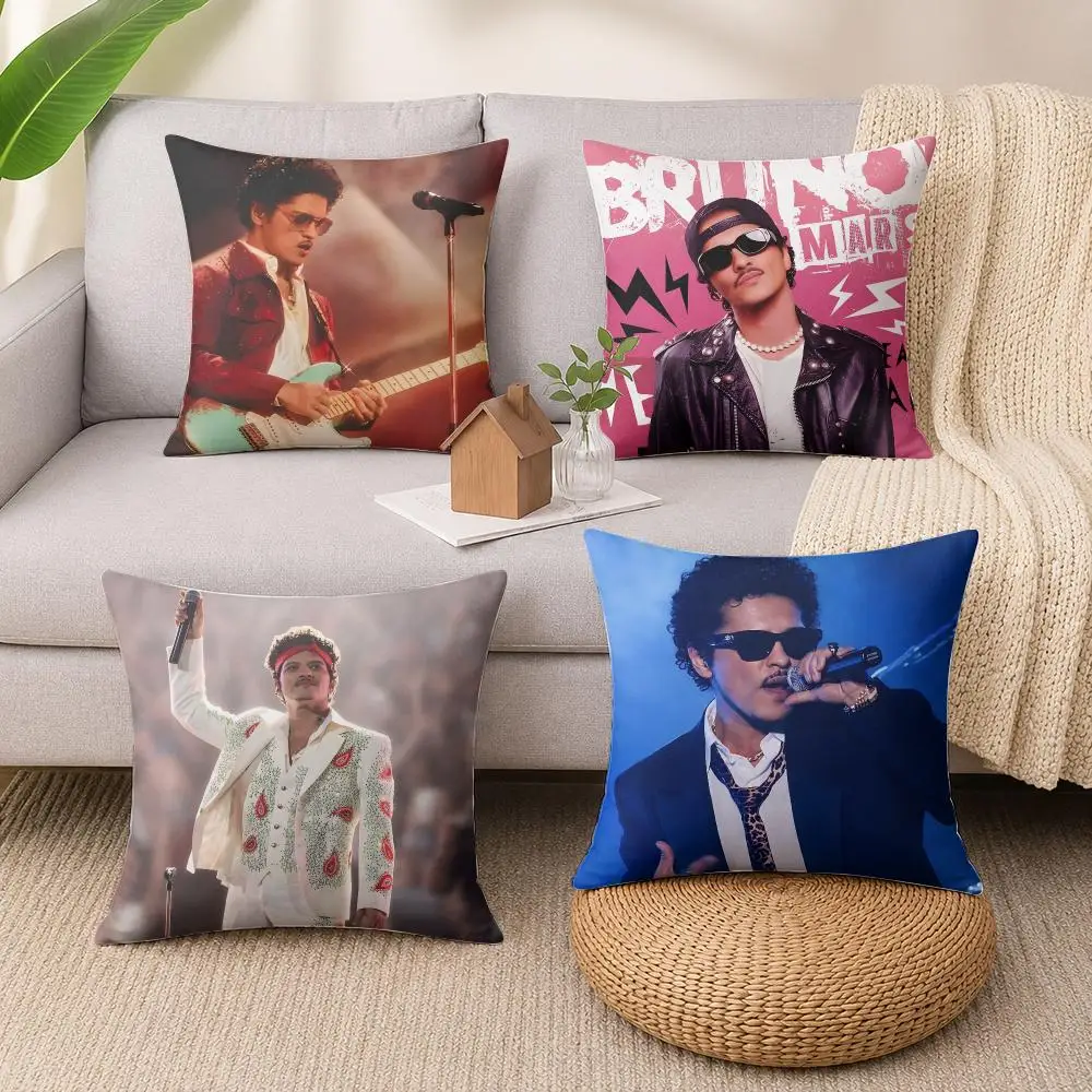 Singer B-Bruno Mars Cushion Cover Wrinkle-Resistant Short Plush Cushion Covers Breathable Machine-Washable