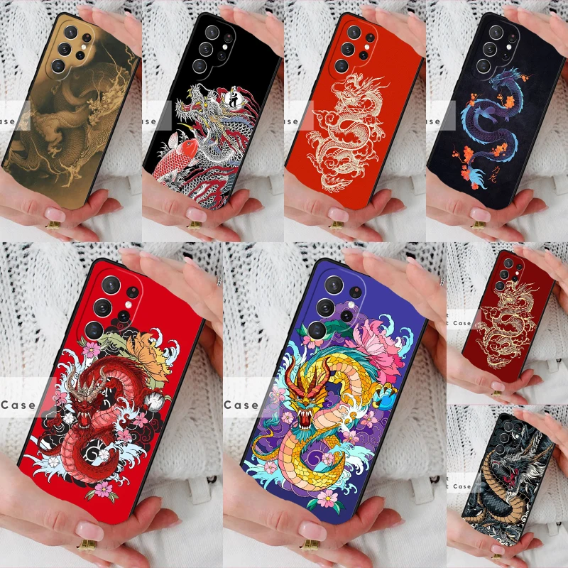 Japanese Dragon Style Phone Cover Case for Samsung Galaxy S26 Ultra S20 FE Note 10 S24 S23 S21 S25 Plus S22