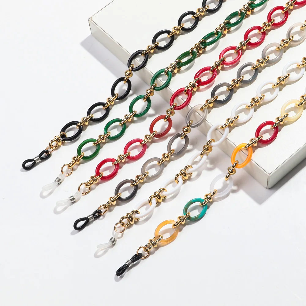 Neue Bunte Acryl Oval Link Gläser Kette Riemen für Frauen 70 cm Hängenden Hals Maske Seil Sonnenbrille Lanyard Schnur Zubehör – Detail 10