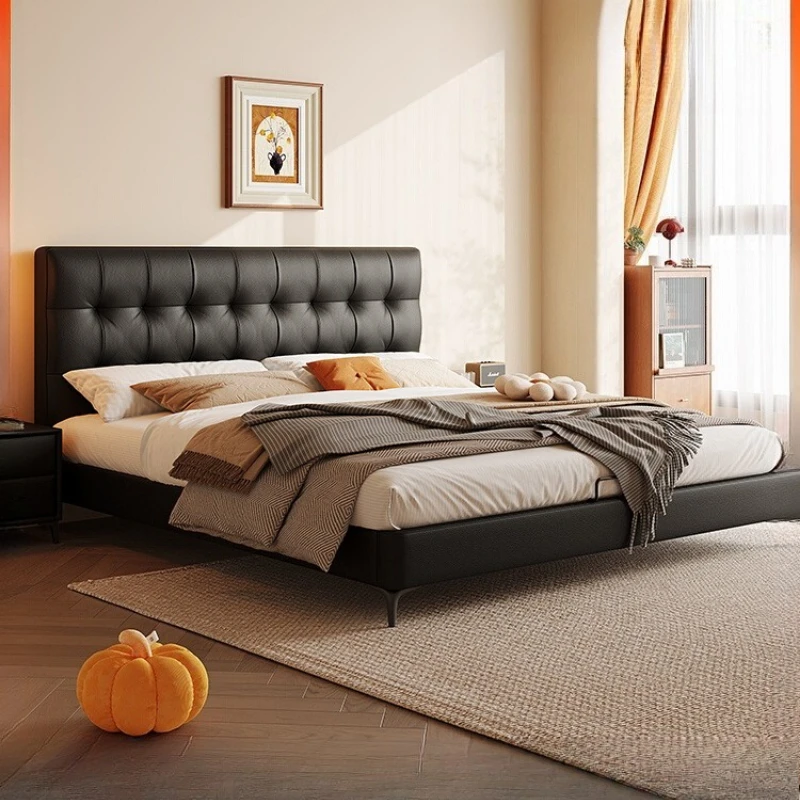 

Design Soft Bed French Aesthetics Safe Minimalist Simple Bed Luxury Reading Princess Safety Black Wood Muebles Home Furniture