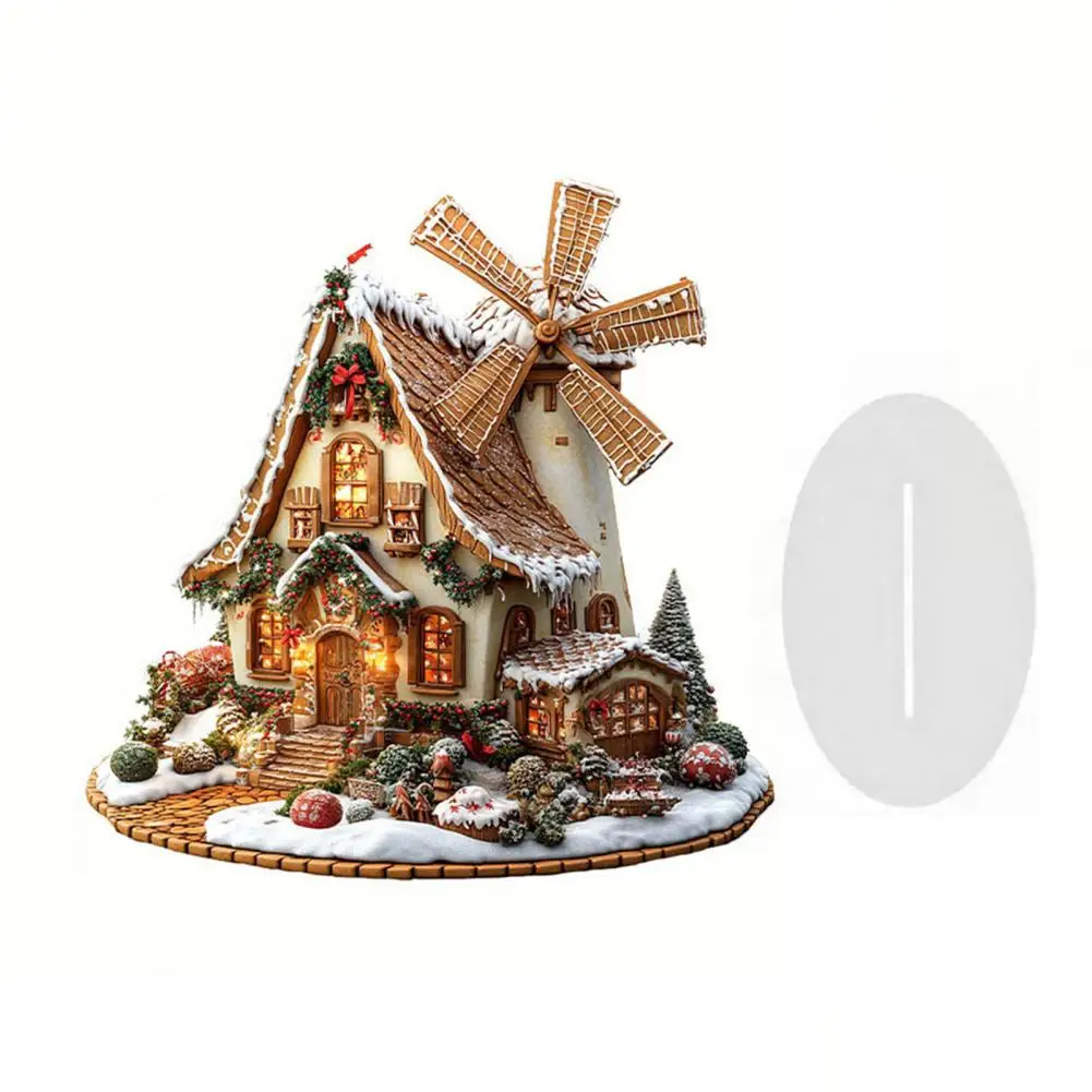 Snowy Windmill Party Supplies Christmas Gingerbread House Ornaments Gingerbread Log Cabin Ornament 2d Acrylic Holiday Table