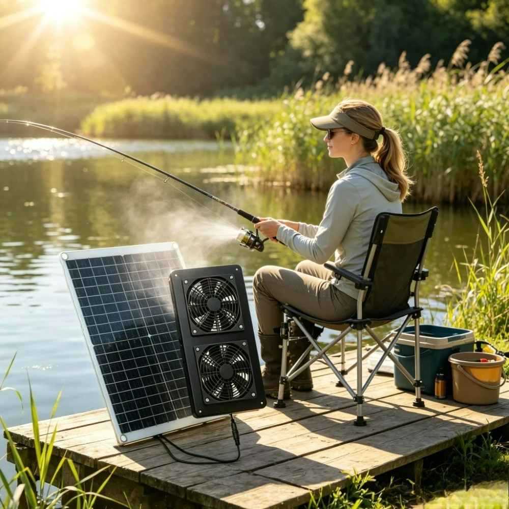 Portable Monocrystalline 20W 30W Solar Dual Exhaust Fan IP65 Waterproof Vent Fan for RV Greenhouse Chicken Coop Pet House Farm
