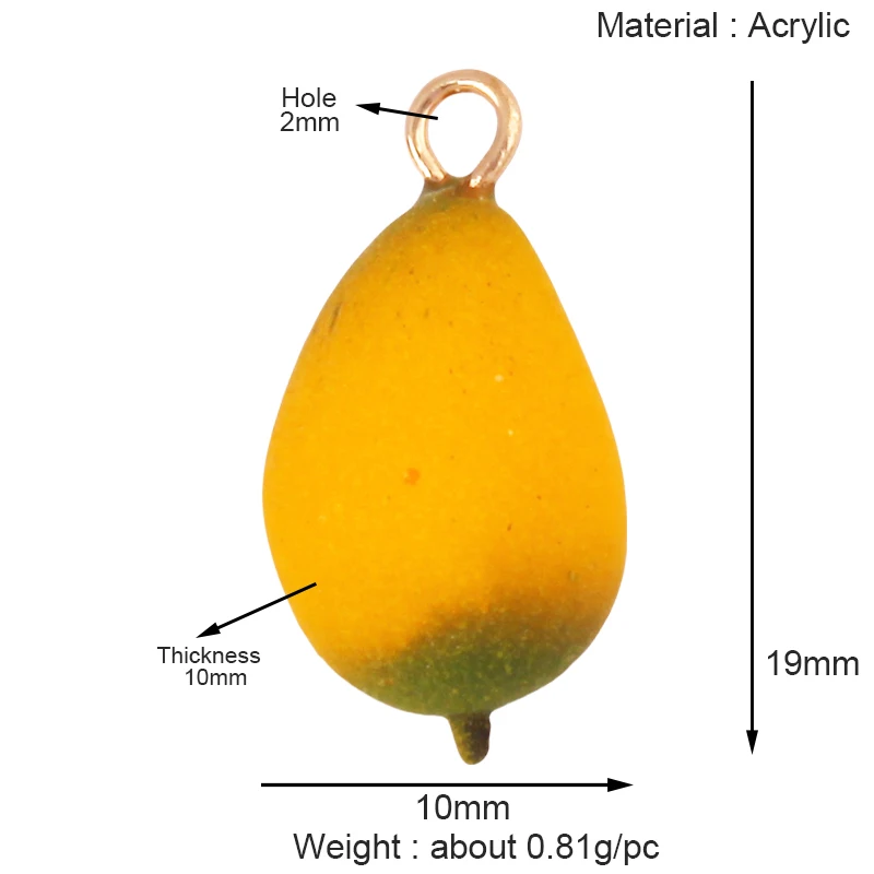 Arylic 3D Obst Erdbeere Traube Mango Durian Wassermelone Kirsche Granatapfel Charm Anhänger, Schmuck Halskette Armband Versorgung S18 – Detail 12