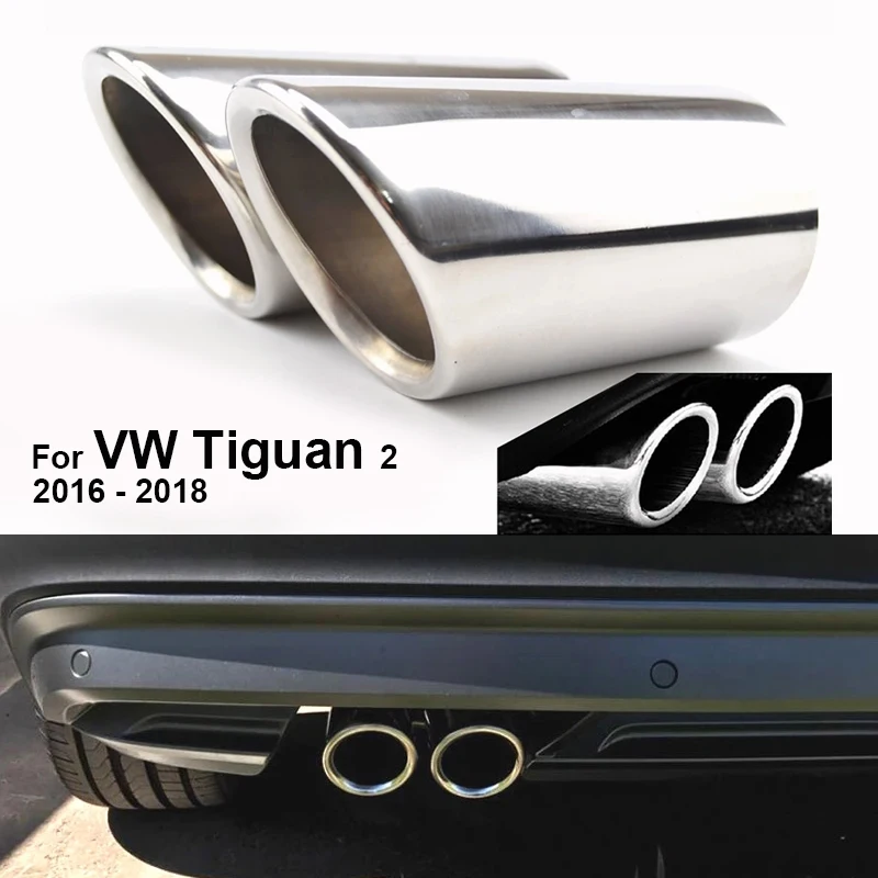 

2x Exclusive Car Styling S'Steel Exhaust Muffler Tip Tail Pipe Trim Auto Accessories For VW Tiguan 2 2016 2017 2018