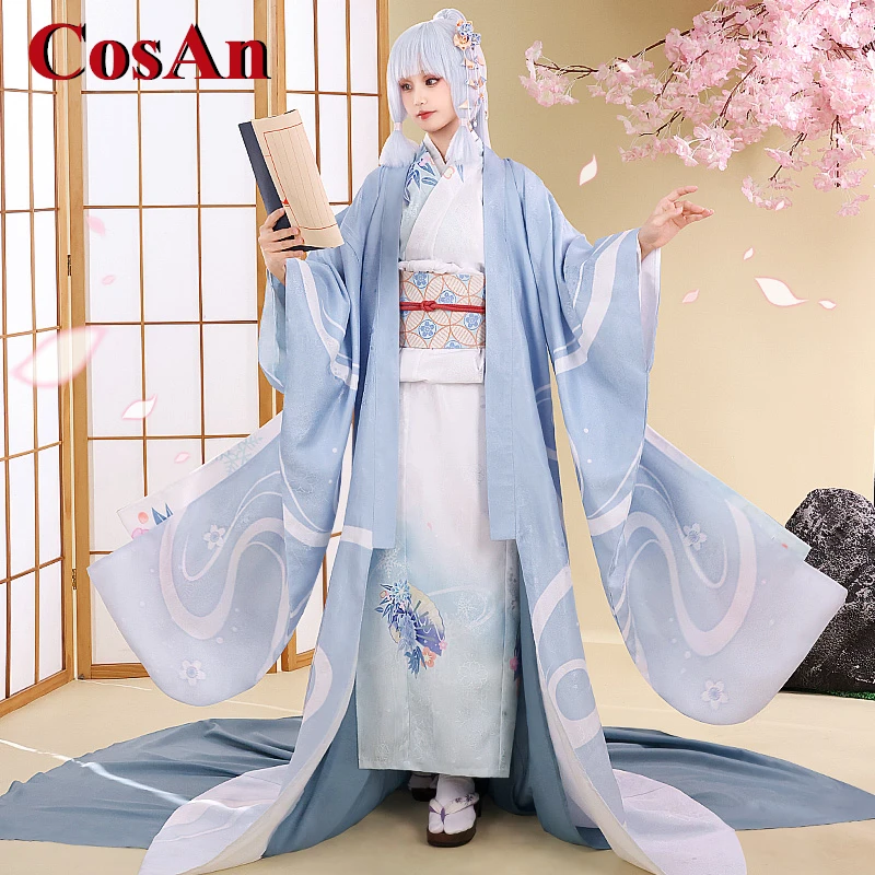 

CosAn Game Genshin Impact Kamisato Ayaka Cosplay Costume Five Kasen Ink Stained Kimono Activity Party Role Play Clothing