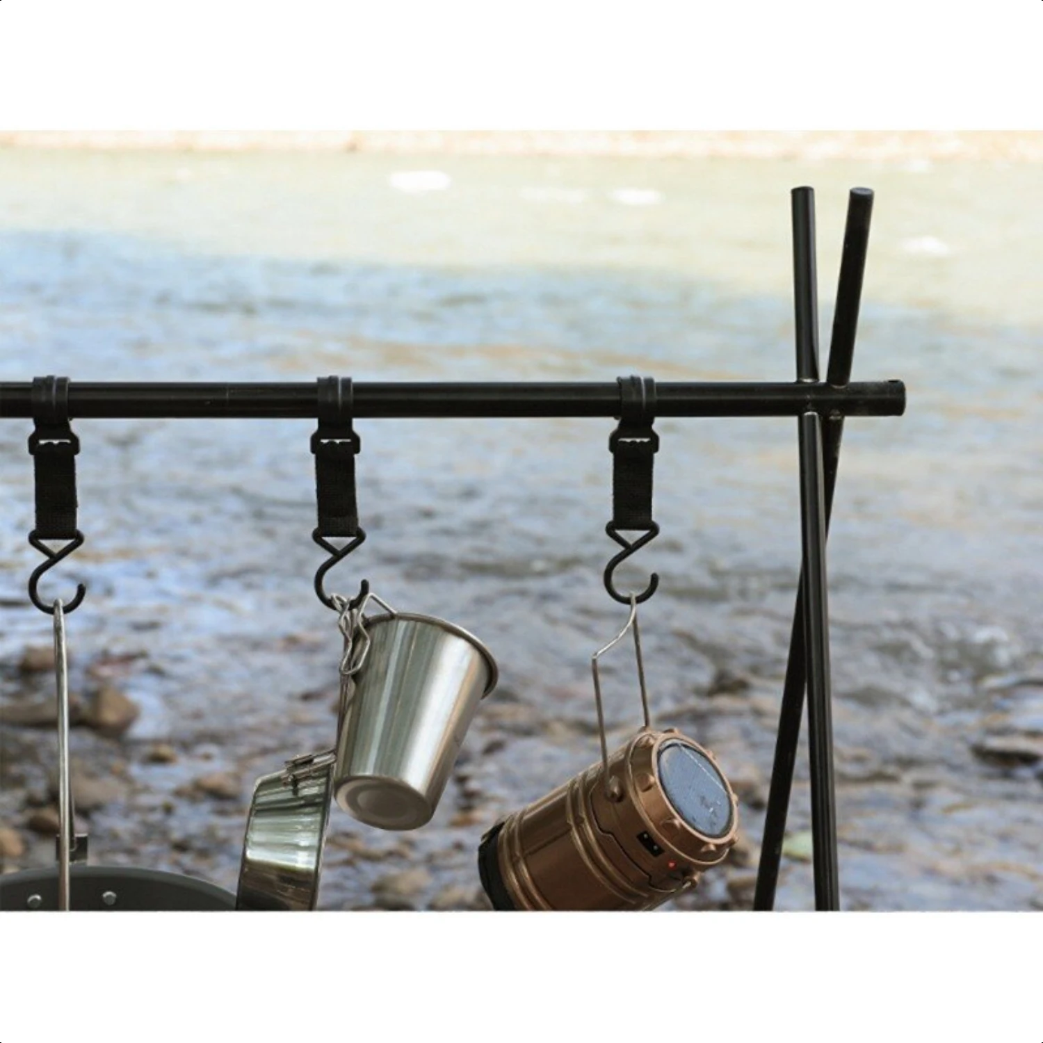 Outdoor Camping Hanging Rack Folding Tripod Foldable With Hook Cookware Pan Pot Lamp Clothes  Hang Stand Portable