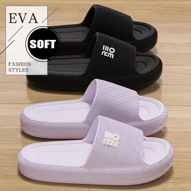 EVA Soft Slippers Couples Home Outdoor Slipper Summer Women Bedroom Thick Bottom Shoes Beach Sandals Men Flip Flops Shower Shoes