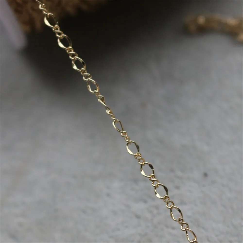 14K Gold-wrapped Chain, 8-shaped Flat Pressure, Twisted melon Loose Chain, Handmade DIY Accessories