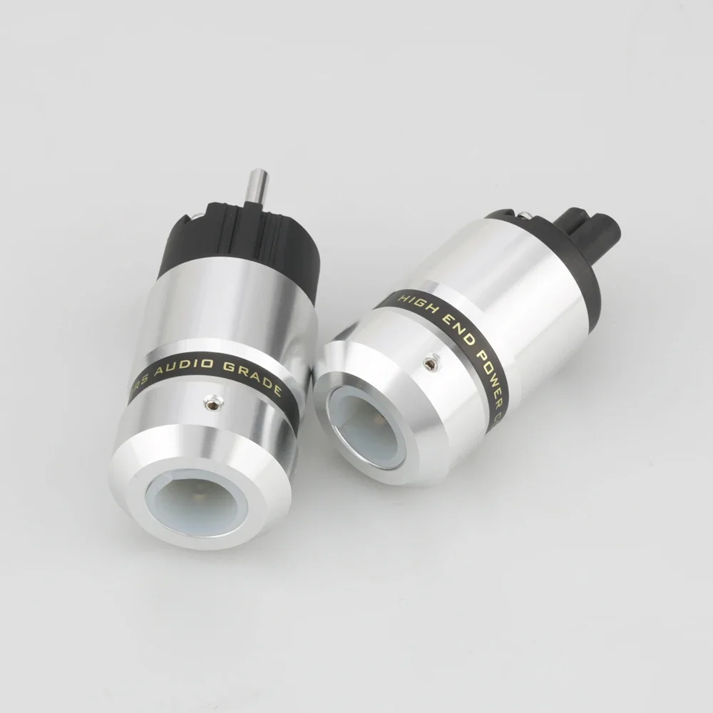 Audiocrast enchufe macho Schuko chapado en rodio figura Hifi 8 enchufe IEC C7 enchufe hembra Cable de alimentación DIY