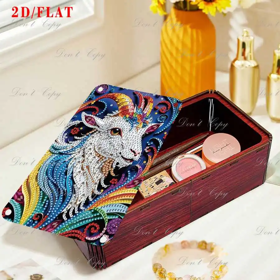 A set of diamond-encrusted red rectangular desktop storage boxes, decorated with creative spring floral and animal patterns.