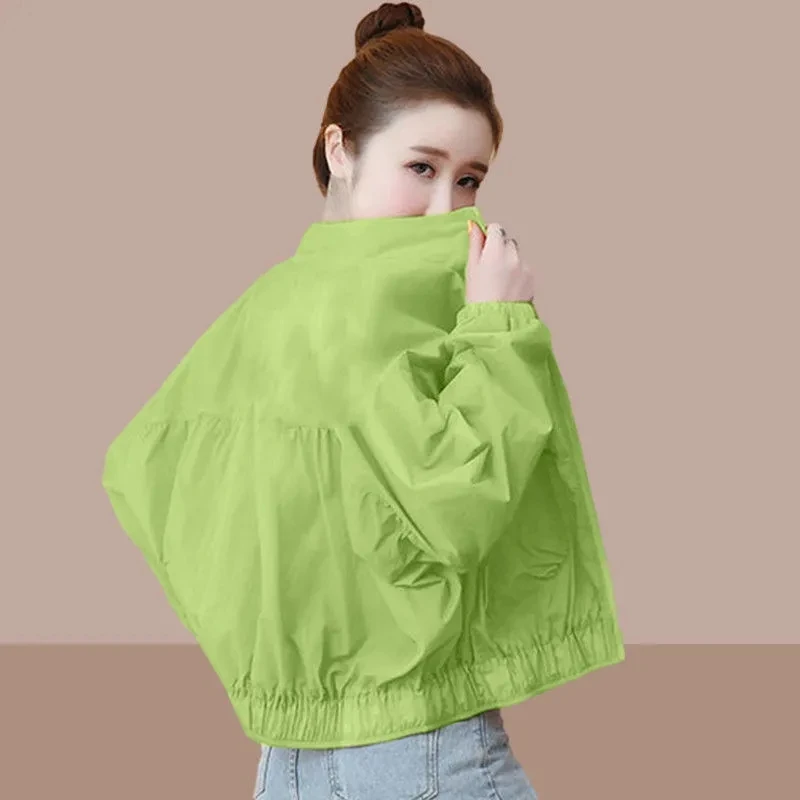 

Sunscreen Jacket Women's Short Jacket 2024 Spring/summer New Korean Loose Casual Sun protection Outdoor Zipper Outwear Female