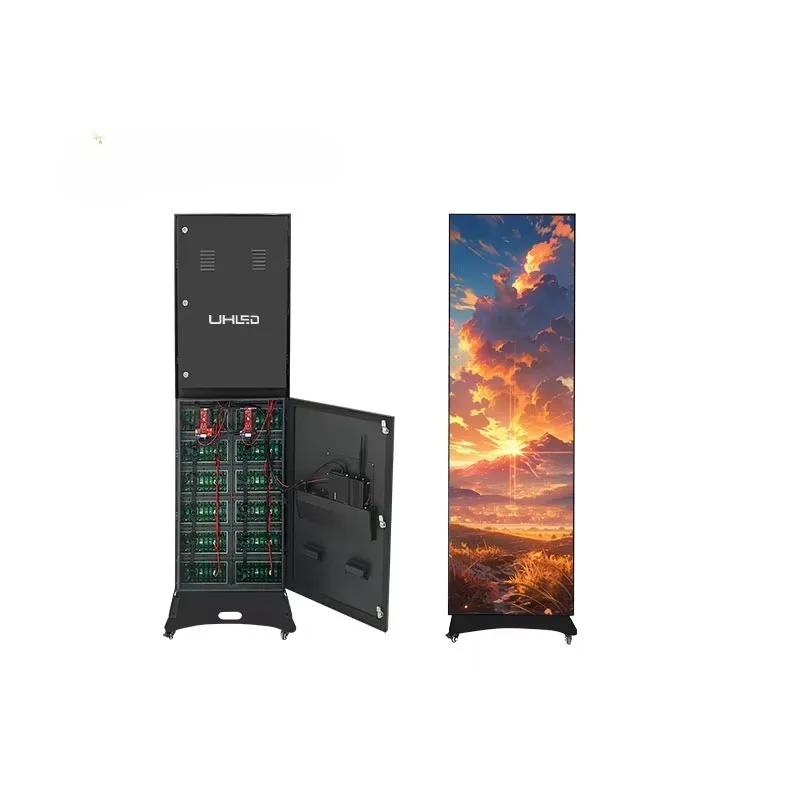 LED Screen IP65 Waterproof 5000nits Outdoor LED Poster Sign Display With Wheels Easy Install For Outdoor Advertising