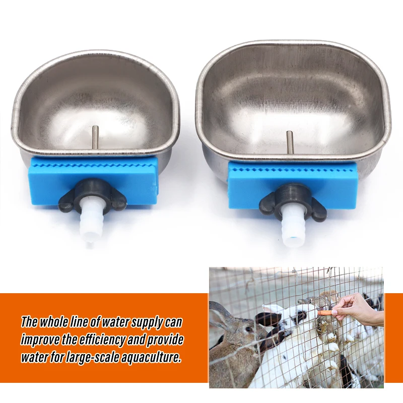 Stainless Steel Rabbit Water Bowl Farm Rabbit Automatic Drinker Rabbit cage fix cup Raising Fox Mink Drinking Bowl 1 Pcs