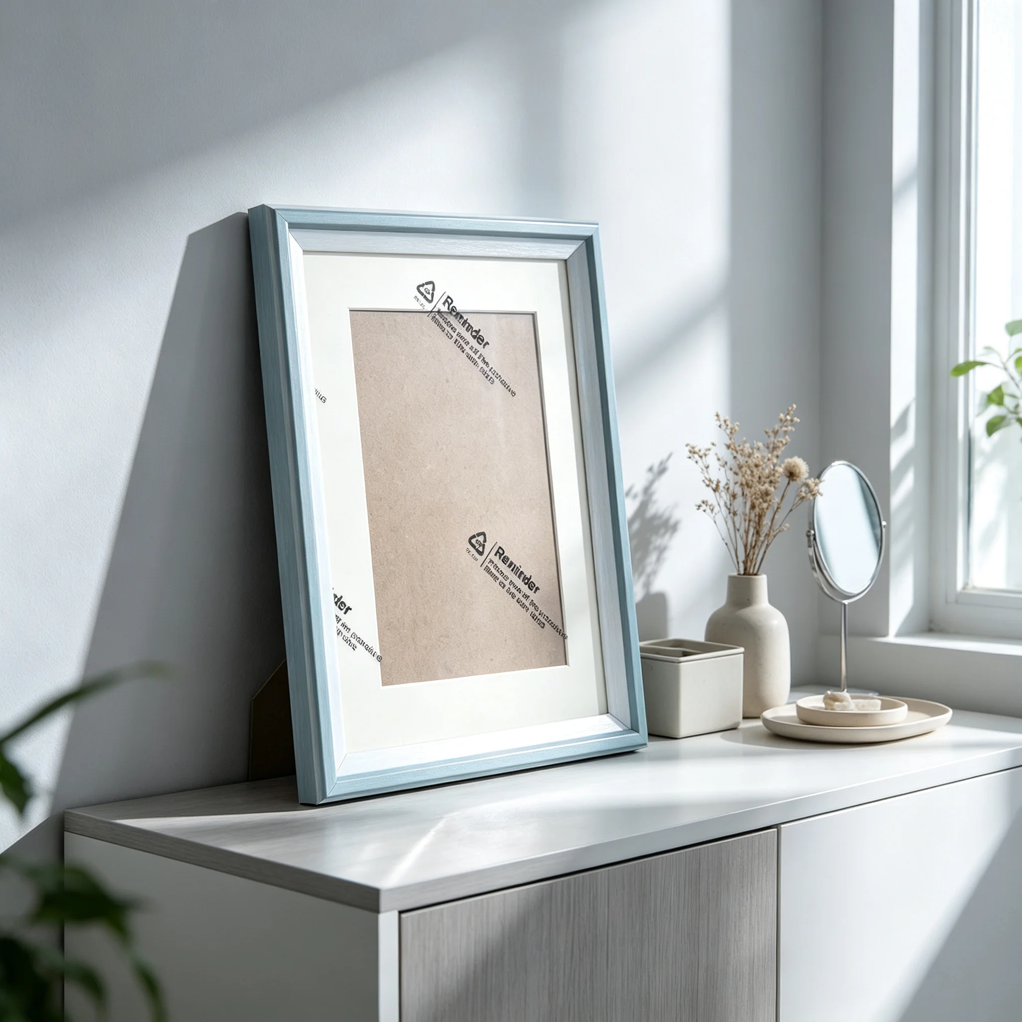 Modern Decor Photo Frame, Desktop Frame for Wedding Gift Home Decor Slim Narrow Edge Light Blue Picture Frame with White Mat