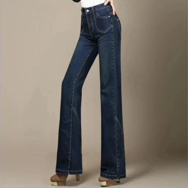 

new autumn winter cotton plus size brand tall female women girls high wasit flare jeans