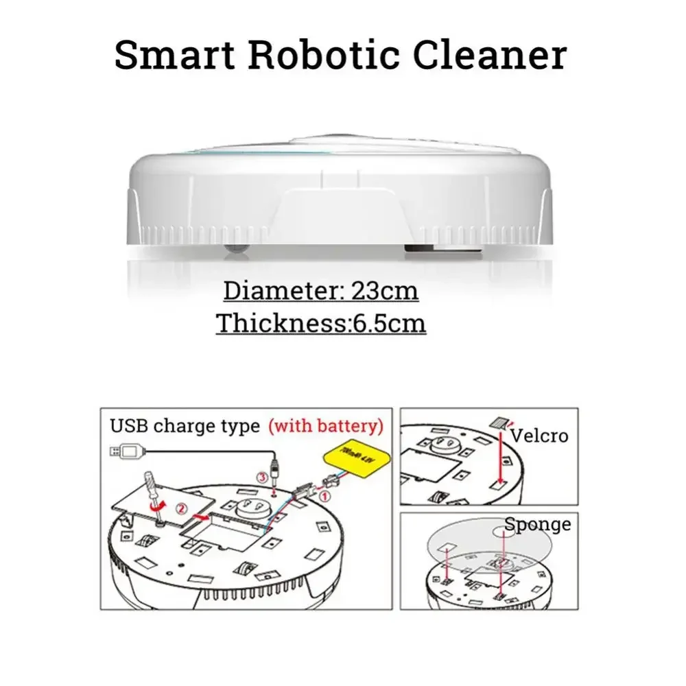 Robot da pavimento automatico domestico portatile 5 in 1 Mini aspirapolvere wireless intelligente Spazzatrice domestica bagnata e asciutta ricaricabile tramite USB