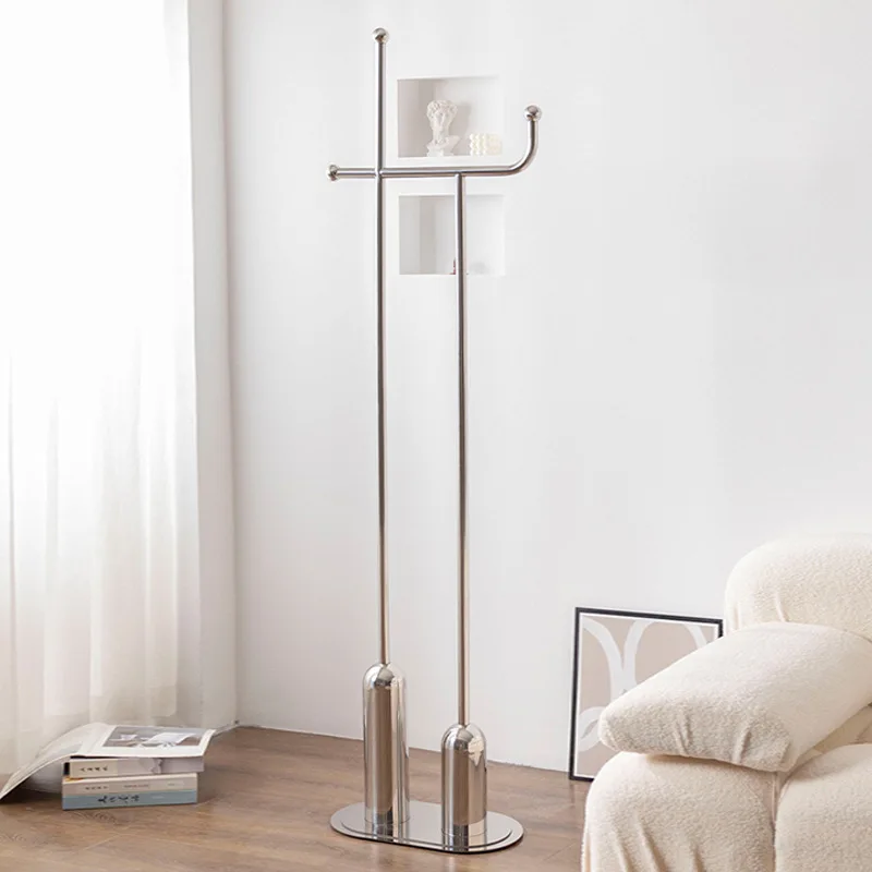 ins Internet celebrity coat household light luxury indoor stainless steel hanger floor bedroom bedside clothes rack