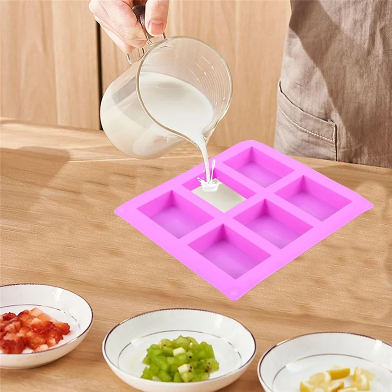 

A93E-10 Pack Silicone Soap Molds 6 Cavities Rectangle Silicone Soap Mold For Homemade Craft Soap Bar Mold, Chocolate Molds