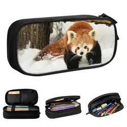 I Love Snow And You astucci per matite Panda rosso borsa portapenne per animali carini bambini astucci per matite con cerniera per materiale scolastico di grande capacità