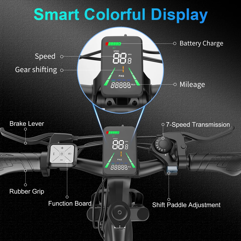 ASKGO Electric Bike for Adults, 750W Peak Ebike, 48V 10.4Ah Removable Battery, Up to 28 MPH & 55 Miles Range, 26 Inch 7-Speed City Cruiser & Mountain E-Bike for Commuting, Step-Thru image 8