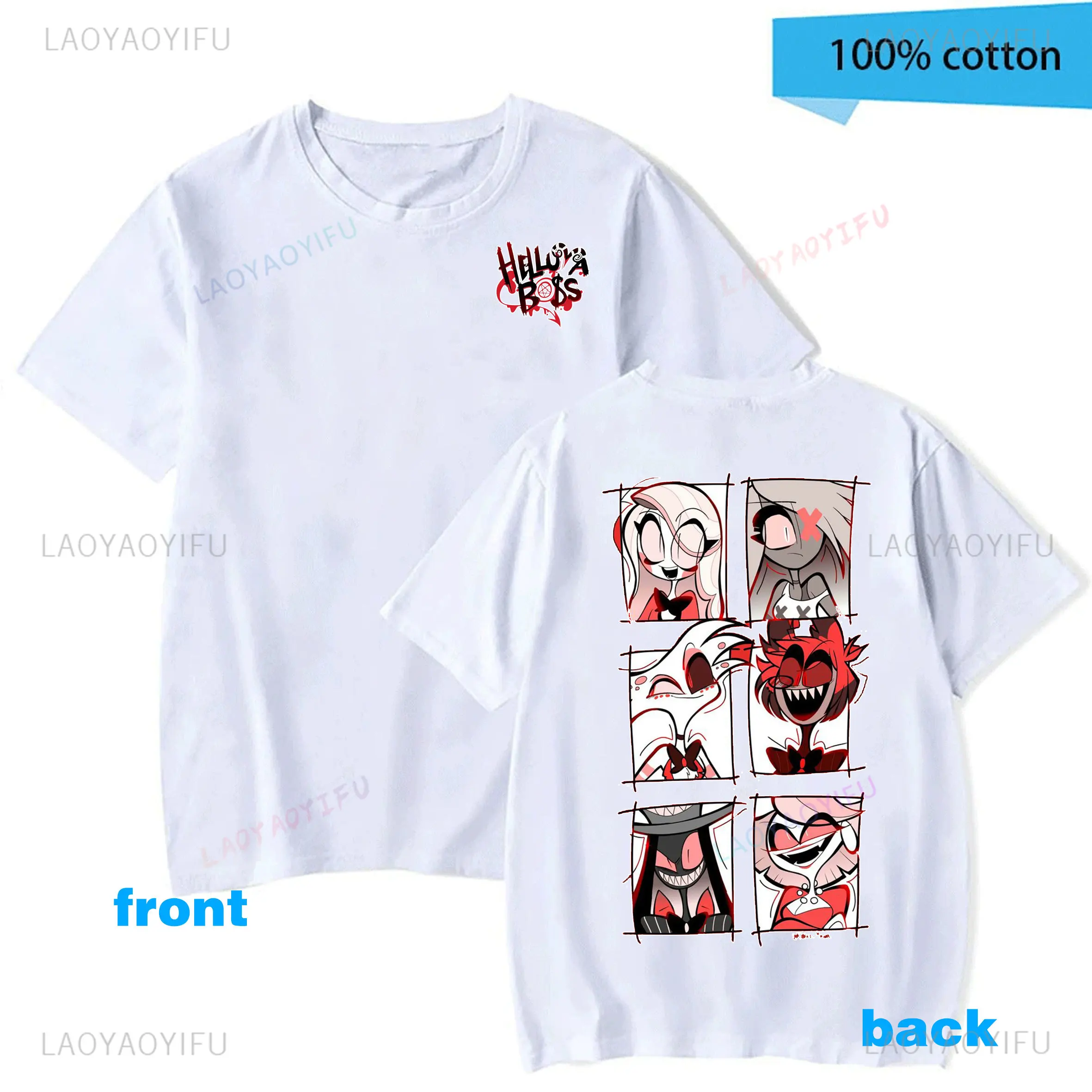 

Crazy Hazbin Hotels Angel Dust T-Shirts for Men Women Pure Cotton Casual Tees Shirt Summer Clothing Cartoons Print Tops O-neck