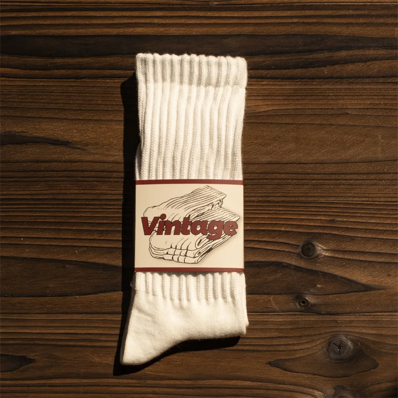 Männer Vintage Männliche Mittlere Röhre Socken Unisex Japanische Einfarbig Verdickte Sportsocken Handtuch Unten Paar Gestrickte Casual Socken