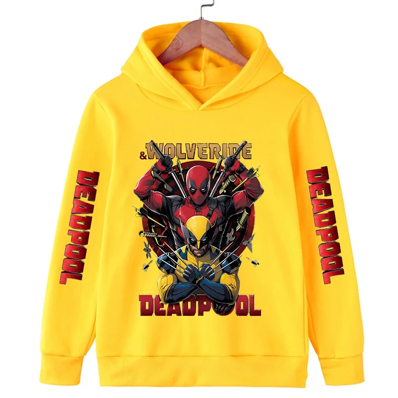 Deadpool & Wolverine Children Hoodies Girl Boy Kids Pullover Autumn Winter Clothing Cartoons Casual Clothes Kid Tops Sweatshirts