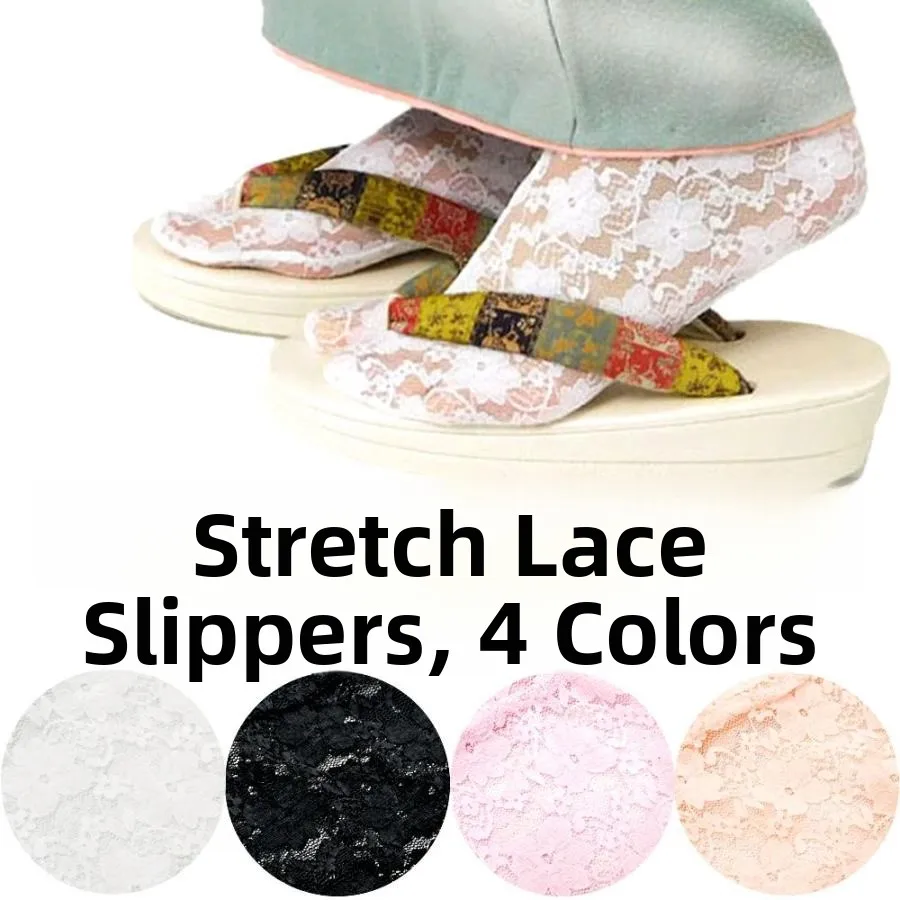 جوارب قطنية بطبقة مزدوجة من الدانتيل غير شفافة، جوارب لوليتا بفصل للأصابع، جوارب نصف ساق من القطن والبوليستر