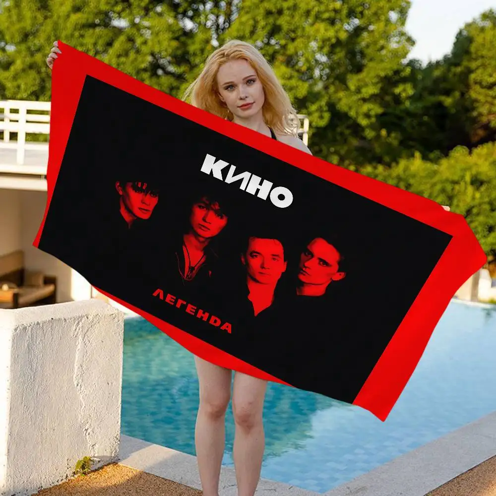 Russian Rock Band Kino Microfiber Blanket Quick Drying Beach Towels Oversized Printing Super Absorbent Pool Towel Blanket