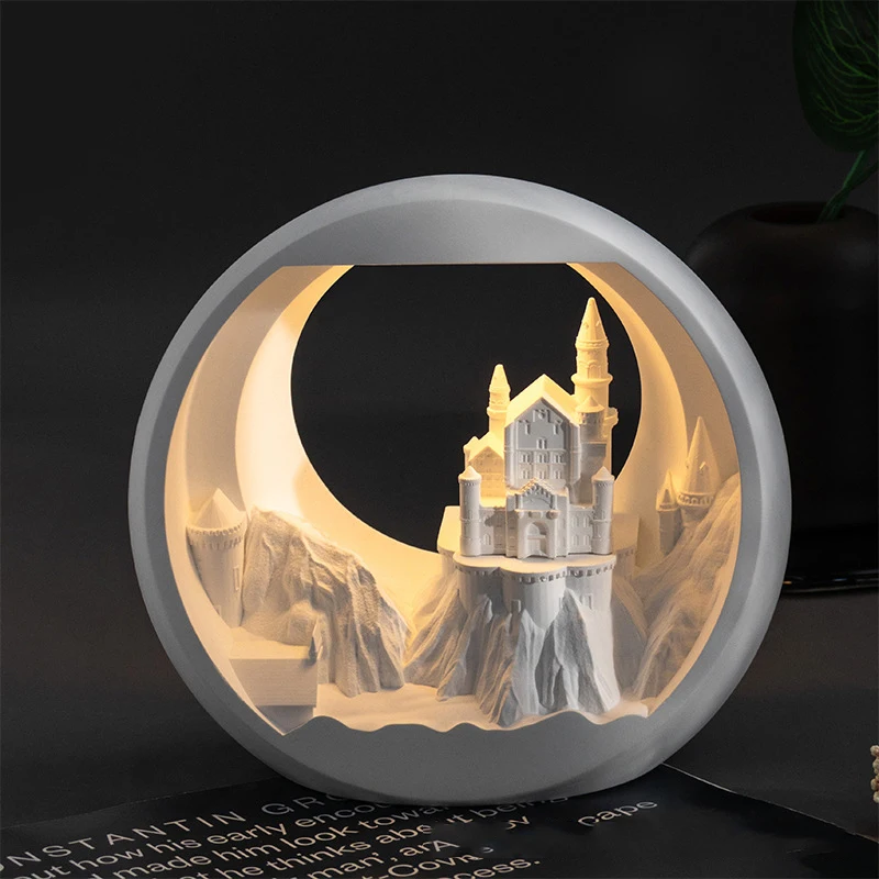 Creative Castle Aromatherapy Ornament with Lamp Portable EDC Tool