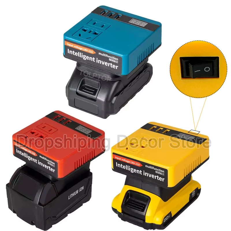 Multifunções Intelligent Lithium Battery Inverter Trabalho ao ar Livre Inverter para Makita Dewalt Milwaukee com Tensão Display 220v